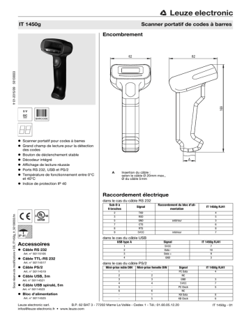 IT 1470g-2D-2USB-KIT | IT 1470g-2D-2 | Leuze IT 1400g PDF-2-USB-KIT Guide de démarrage rapide | Fixfr