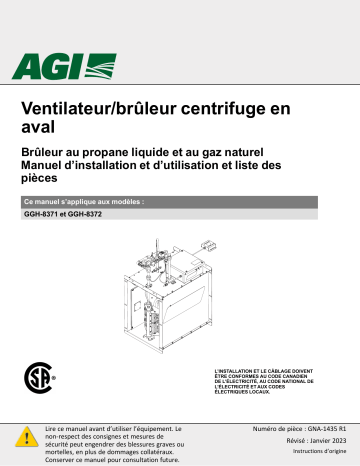 AGI Downstream LP, VP & NG-Fired Centrifugal Fan Heater Manuel du propriétaire | Fixfr