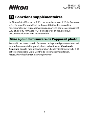 Nikon Z 50 Manuel utilisateur | Fixfr
