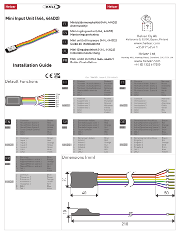 HELVAR 444D2 Mini Input Unit: Guide d'installation | Fixfr