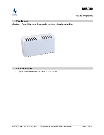 WURM RHS950 - Manuel d'utilisation | Fixfr