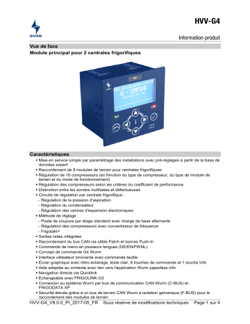 WURM HVV-G4 Manuel d'utilisateur - Contrôle des centrales frigorifiques | Fixfr