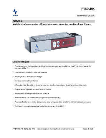 Manuel FKD003 - Module local FRIGOLINK | Fixfr