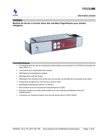 WURM FKD003 - Manuel d'utilisation & Informations produit | Fixfr