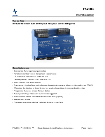 Manuel WURM FKV003 - Module de terrain pour postes réfrigérés | Fixfr