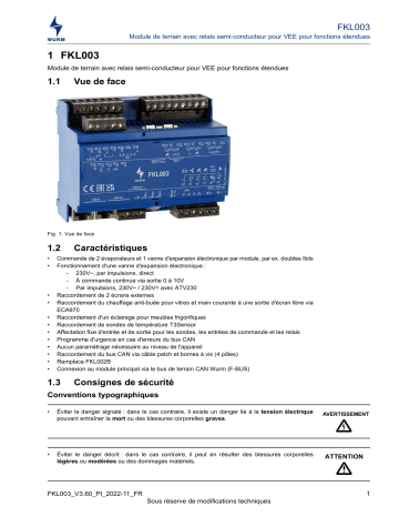 WURM FKL003 - Manuel d'utilisation | Fixfr