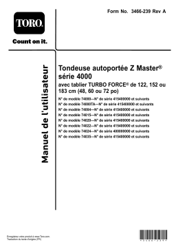 Manuel d'utilisation Toro 72in Z Master MR 4000 Series