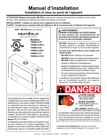 Manuel d'installation Heat & Glo Primo II : Installation et utilisation | Fixfr