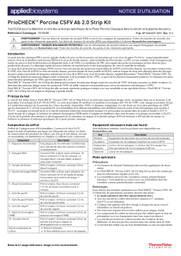 PrioCHECK Porcine CSFV Ab 2.0 Strip Kit Manuel d'utilisation