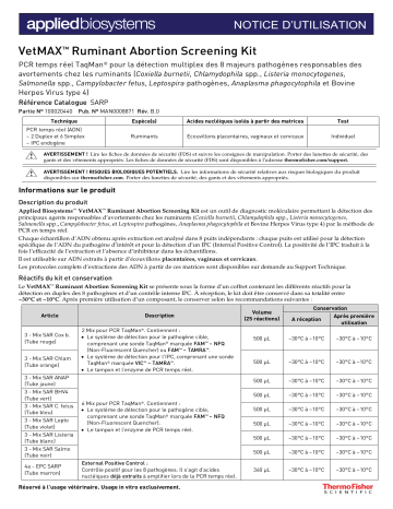 VetMAX Ruminant Abortion Screening Kit - Mode d'emploi | Fixfr