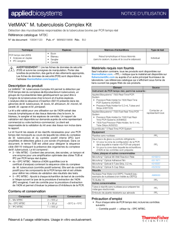 Mode d'emploi VetMAX M. tuberculosis Complex Kit - Thermo Fisher Scientific | Fixfr