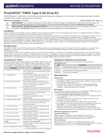 PrioCHECK FMDV Type O Ab Strip Kit - Mode d'emploi | Fixfr