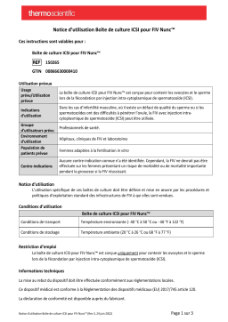 Thermo Fisher Scientific Nunc IVF ICSI Dish Mode d'emploi