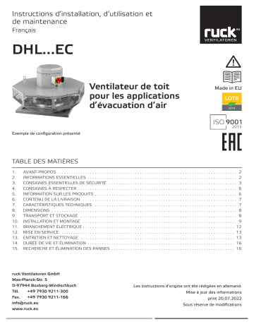 Manuel du propriétaire Ruck DHL 560 D4 RK 01 - Ventilateur de toit | Fixfr