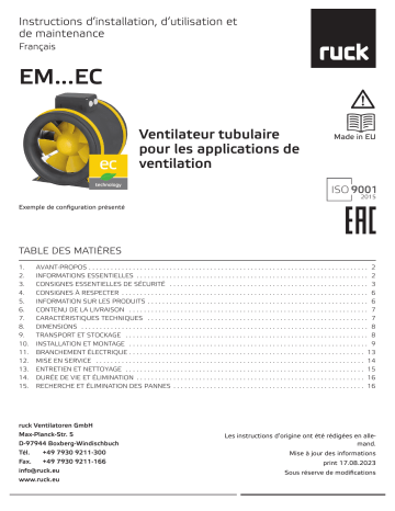 EM 400 EC 01 | EM 250 EC 02 | EM 200 EC 01 | EM 355 EC 01 | EM 280 EC 01 | EM 355 EC 02 | EM 250 EC K 01 | EM 315 EC 01 | EM 160L EC 01 | Ruck EM 150L EC 01 Manuel du propriétaire | Fixfr