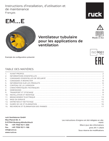 Manuel du propriétaire Ruck EM 100L E2 01 - Ventilateur tubulaire | Fixfr