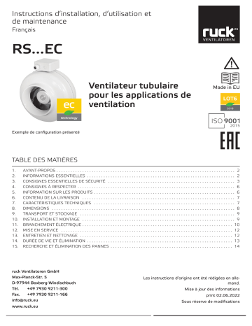 Manuel d'utilisation Ruck RS 315L EC - Ventilateur Tubulaire | Fixfr