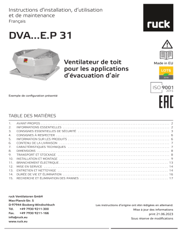 Manuel Ruck DVA 355 E4P 31 - Ventilateur de Toit | Fixfr