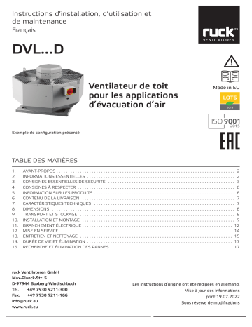 Ruck DVL 450 D4 RK 01 - Manuel d'utilisation et d'installation | Fixfr