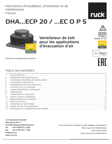 DHA 190 EC O P S 01 | DHA 250 ECP 21 | Ruck DHA 220 EC O PS 01 Manuel du propriétaire | Fixfr