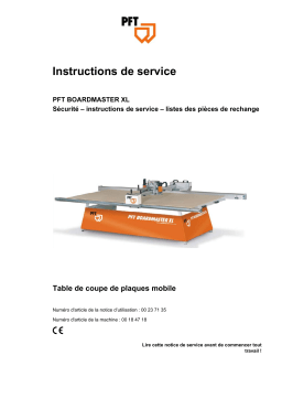 PFT BOARDMASTER XL Manuel utilisateur