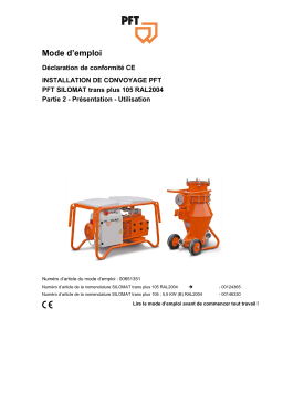 PFT SILOMAT trans plus 105 Manuel utilisateur