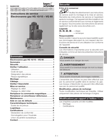 Manuel Kromschroder VG 10/15 - Électrovanne à gaz | Fixfr