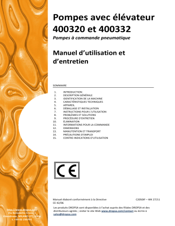 Manuel DROPSA Pump lift: Guide d'utilisation et d'entretien | Fixfr