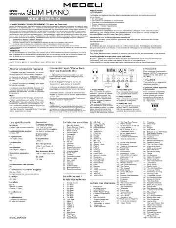 Manuel du propriétaire Medeli -SP201 - Piano numérique 88 touches | Fixfr