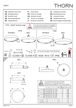 Thorn Carat / CT S 24L25-730 NR CL1 T76F ANT  Guide d'installation