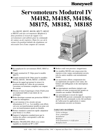 Manuel d'utilisation des servomoteurs Modutrol IV Série 41 et 81 | Fixfr