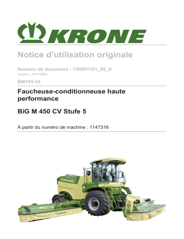 Krone BA BiG M 450 CV Stufe 5 (BM105-24) Manuel d'utilisation | Fixfr
