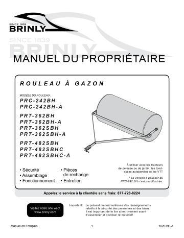 Manuel du propriétaire Brinly PRC-241BH - Rouleau à gazon | Fixfr