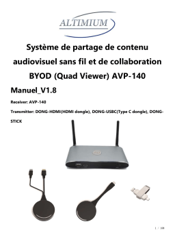 Manuel Altimium AVP-140 - Système de partage d’écran sans fil