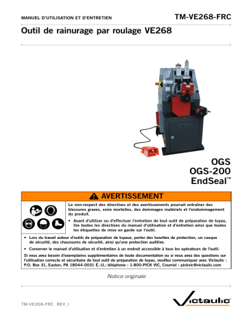 Victaulic VE268 Manuel d'utilisation - Outil de rainurage par roulage | Fixfr