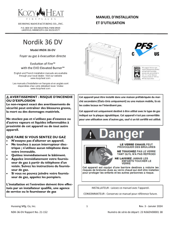 Manuel du propriétaire Kozyheat Nordik 36DV - Évacuation directe au gaz | Fixfr