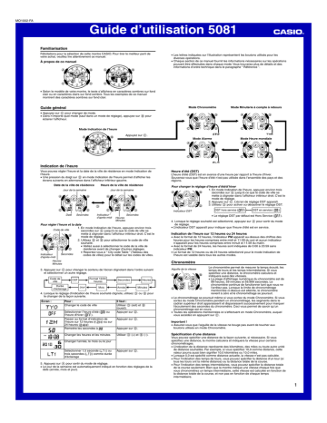 Casio GA-100TMN Manuel utilisateur - Guide d'utilisation | Fixfr