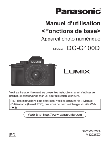 Panasonic DCG100DEG Mode d'emploi | Fixfr