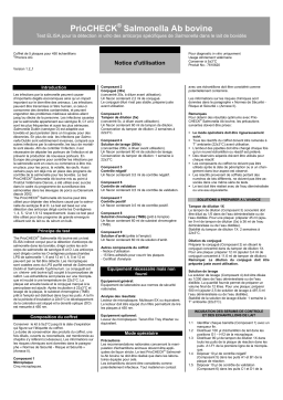 PrioCHECK Salmonella Ab bovine milk cattle 7610620 Mode d'emploi