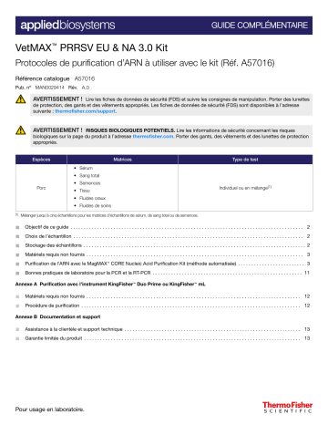 Mode d'emploi VetMAX PRRSV EU & NA 3.0 Kit - Thermo Fisher Scientific | Fixfr