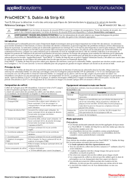 Thermo Fisher Scientific PrioCHECK Salmonella Ab bovine Dublin plasma serum cattle 7610640 Mode d'emploi