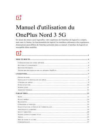 Manuel d'utilisation OnePlus Nord 3 5G - Lire en ligne | Fixfr