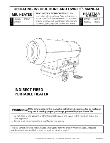 Manuel d'utilisation Mr. Heater 1000ID - Chauffage portable indirect au diesel | Fixfr