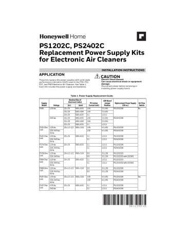 Honeywell Home PS1202C Manuel utilisateur | Fixfr