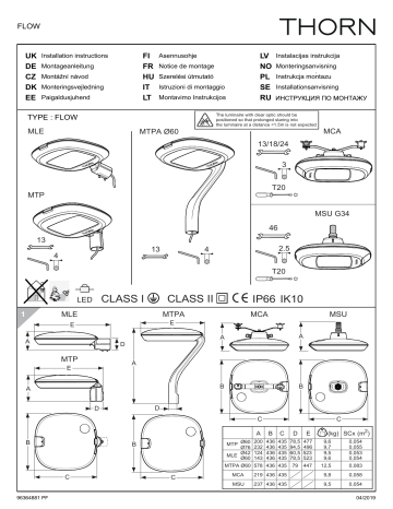 Thorn FLOW MLE Guide d'installation - Manuel d'utilisation | Fixfr