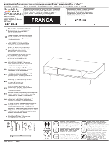Manuel utilisateur easyfurn FRANCA Z7.T14 Series | Fixfr