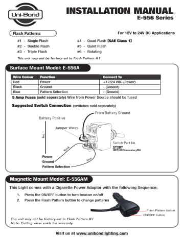 Manuel d'installation Uni-bond E-556 Series | Fixfr