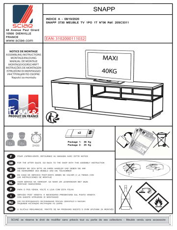 Manuel du propriétaire SCIAE SC20SC3311 - Meuble TV | Fixfr