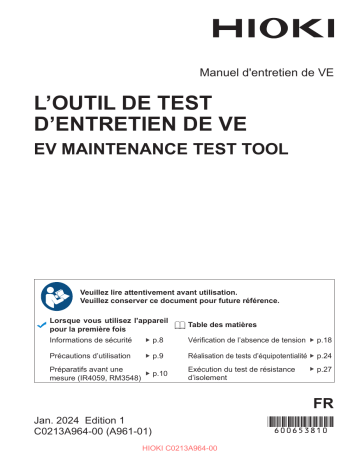 Hioki EV MAINTENANCE TEST TOOL Manuel utilisateur | Fixfr