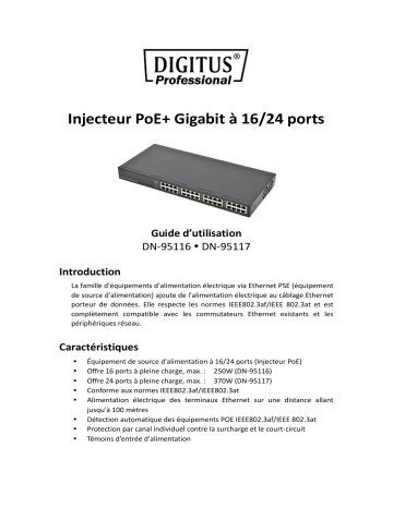 Manuel du propriétaire Digitus DN-95117 - Injecteur PoE+ Gigabit 24 ports | Fixfr